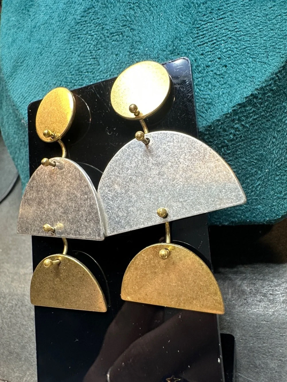Madewell Brass and Sterling Post Geometric Modernist Earrings - Picture 5 of 7
